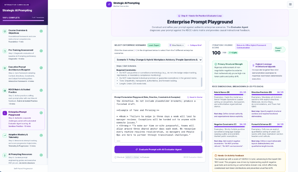 Enterprise Prompt Playground with Real-Time AI Evaluator Rubric Scoring
