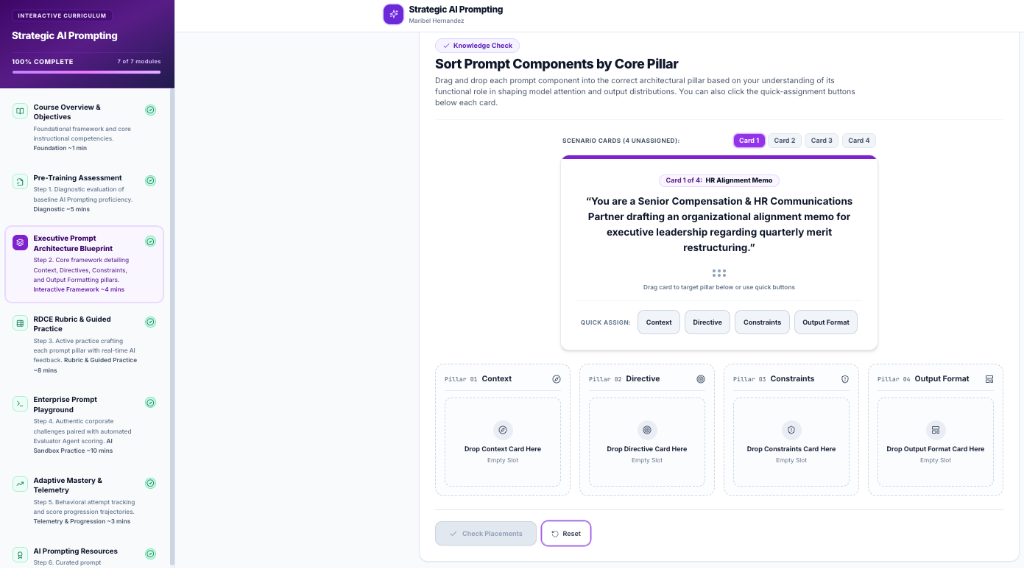 Knowledge Check: Component Sorting by Core Pillar